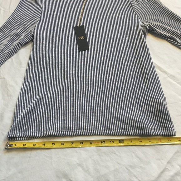NWT W5 blue and white striped 3/4 sleeve shirt size large - Picture 8 of 11